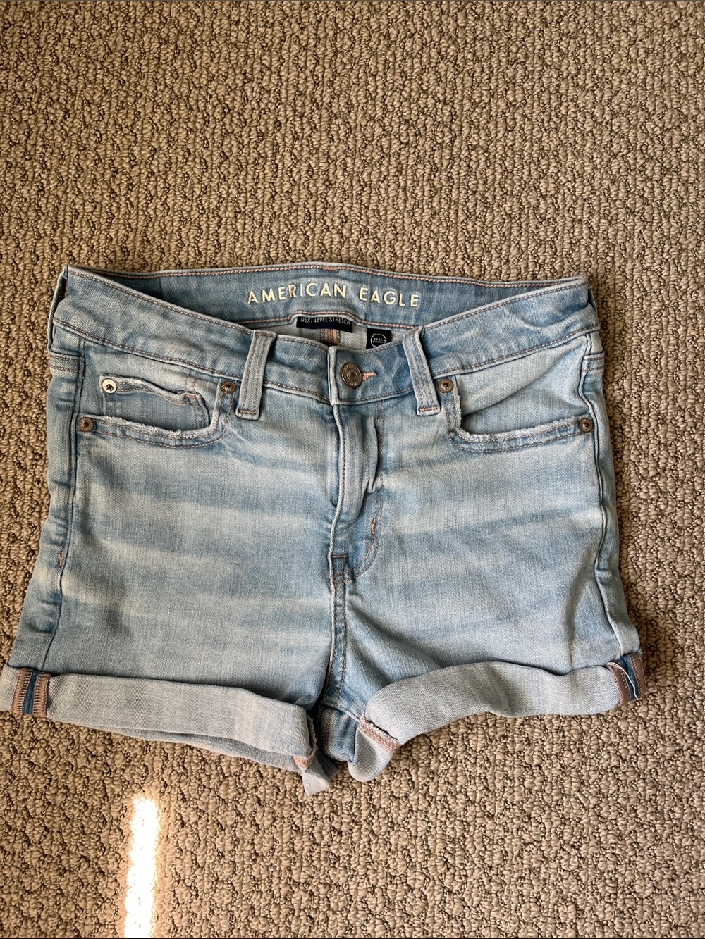 American Eagle Outfitters Pale Blue Denim Rolled-Hem Women's Shorts